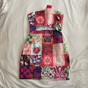 Candace Multi Print Strapless Mini Dress